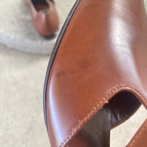 VIA SPIGA LEATHER WOMEN'S POINTED TOE CUT-OUT FLATS TAN SIZE 5.5 - Picture 12 of 13